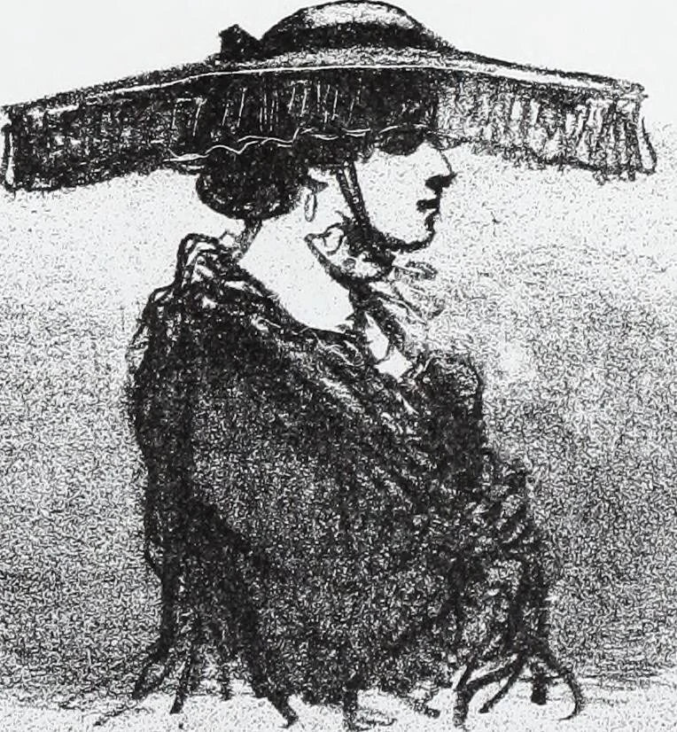 An illustration from Les tortures de la mode, 1850, leaf 52