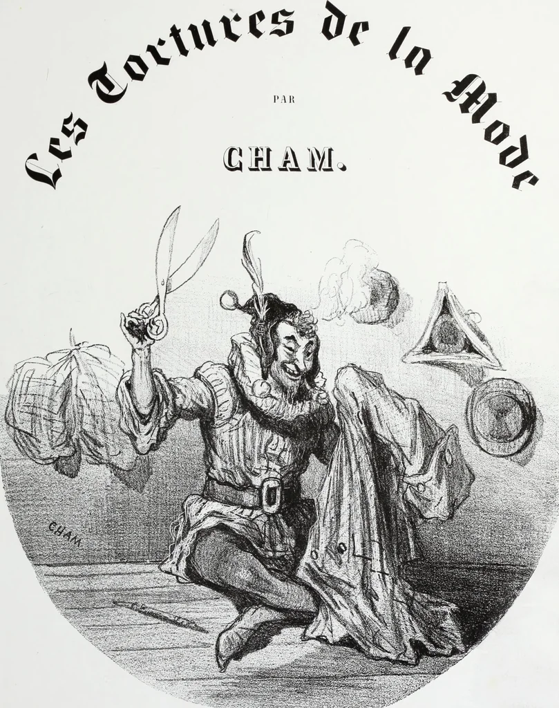 An illustration from Les tortures de la mode, 1850, leaf 8