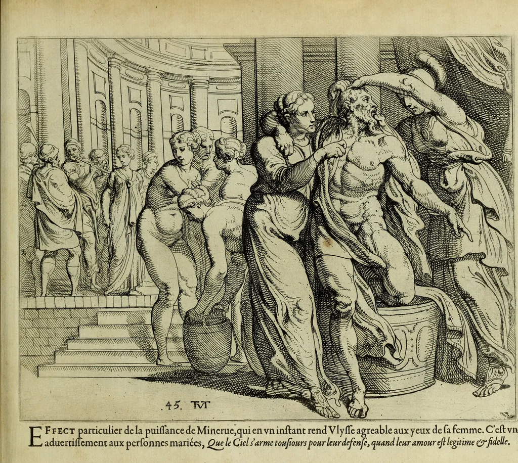 An illustration from Les travavx d'Vlysse, 1633, leaf 100