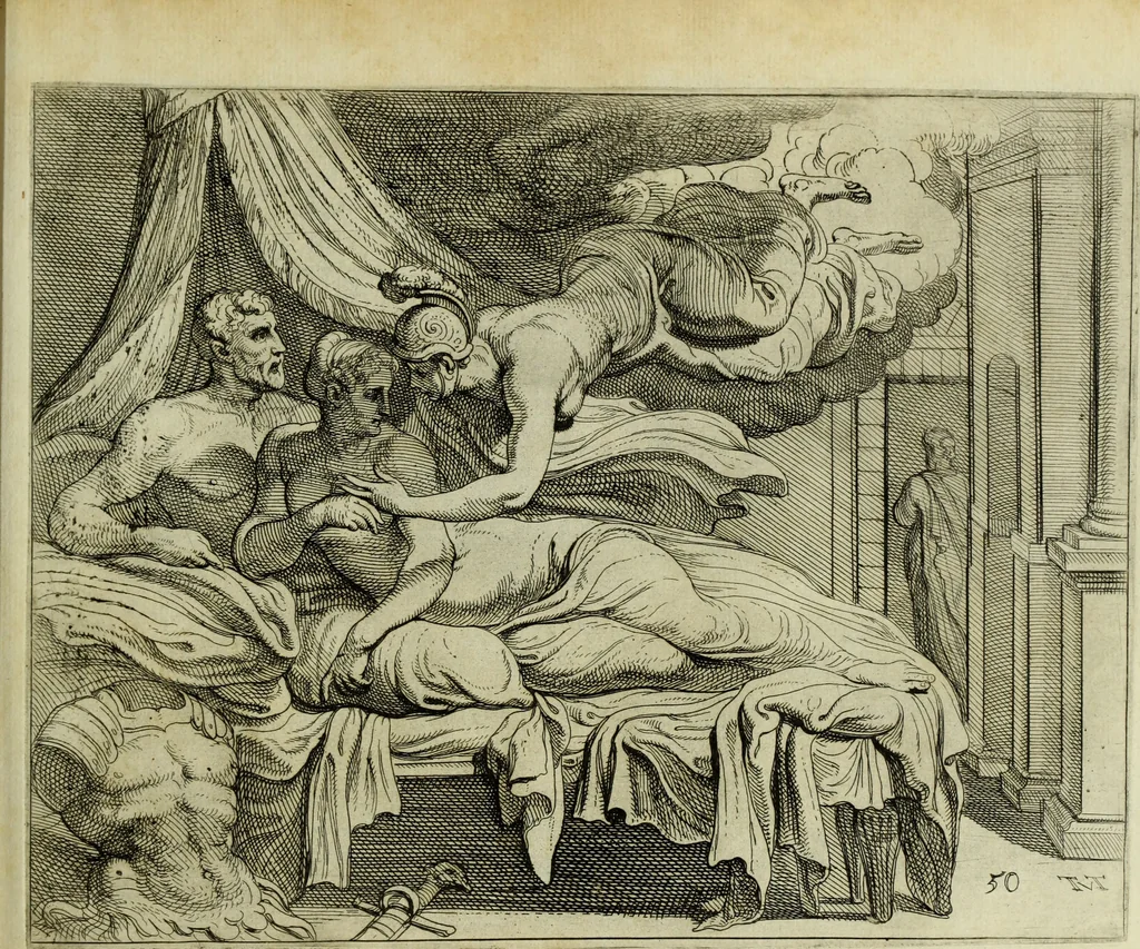 An illustration from Les travavx d'Vlysse, 1633, leaf 110