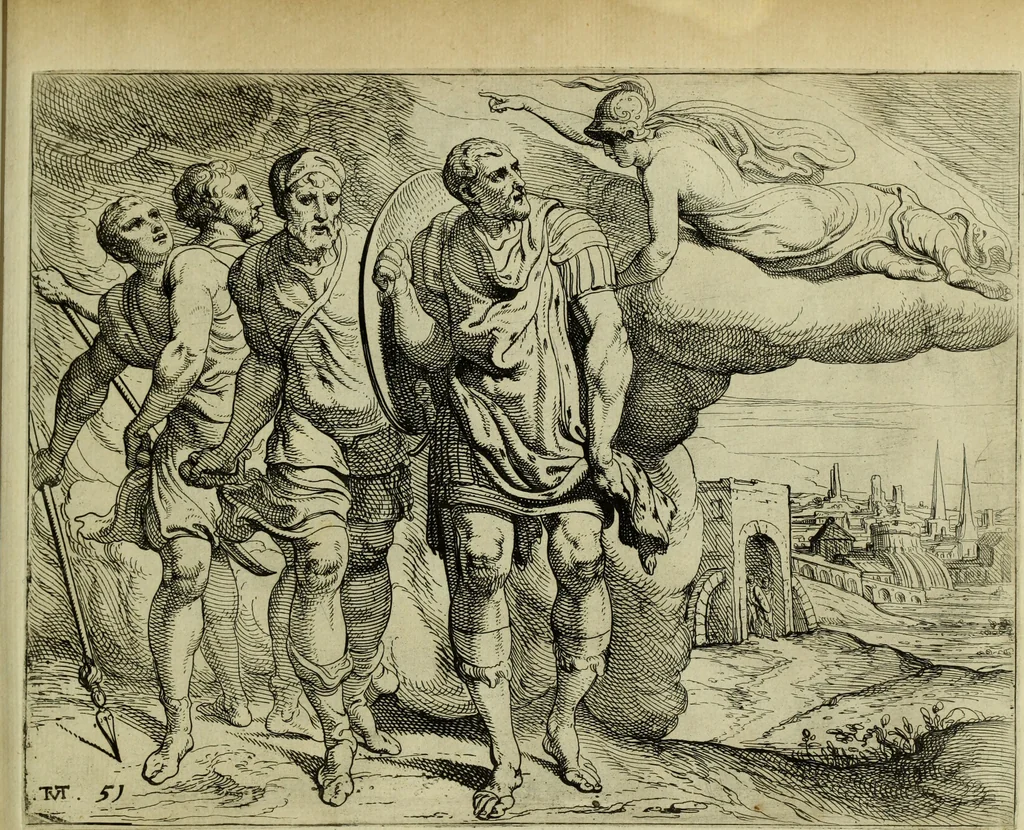 An illustration from Les travavx d'Vlysse, 1633, leaf 112