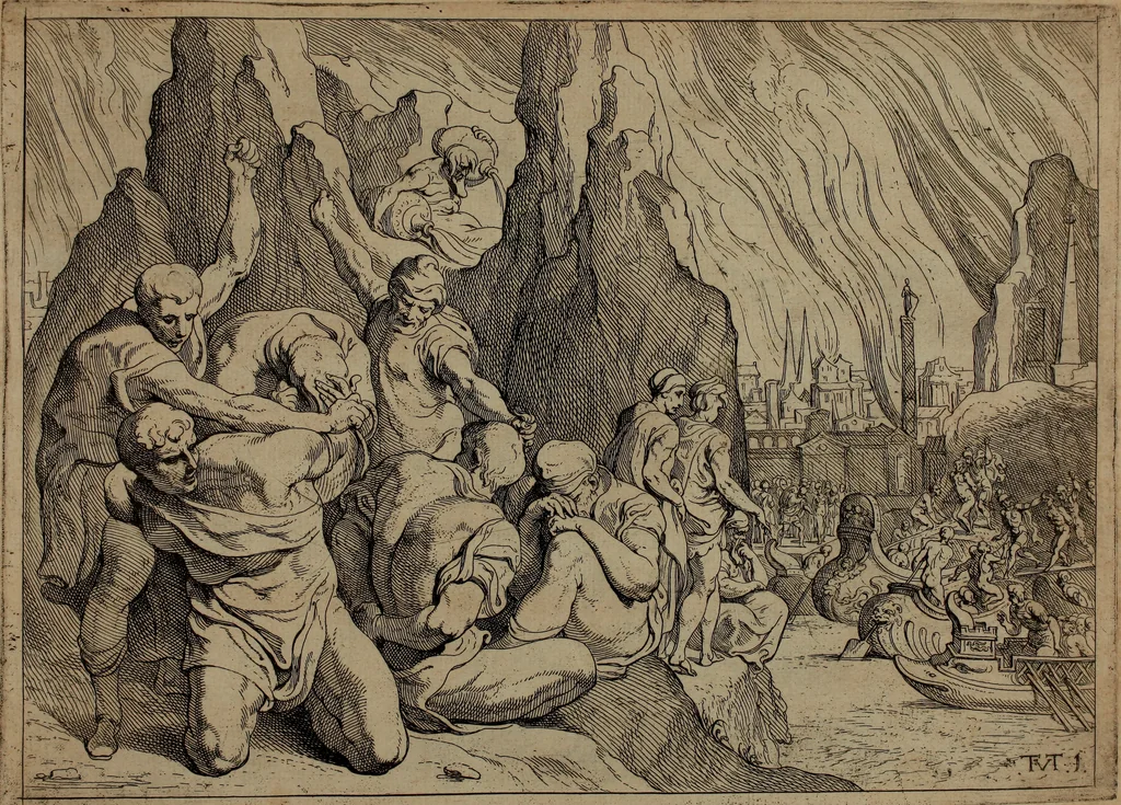 An illustration from Les travavx d'Vlysse, 1633, leaf 12