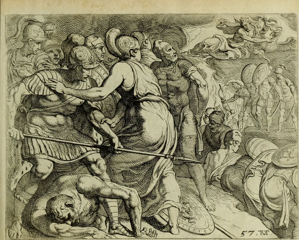 An illustration from Les travavx d'Vlysse, 1633, leaf 124