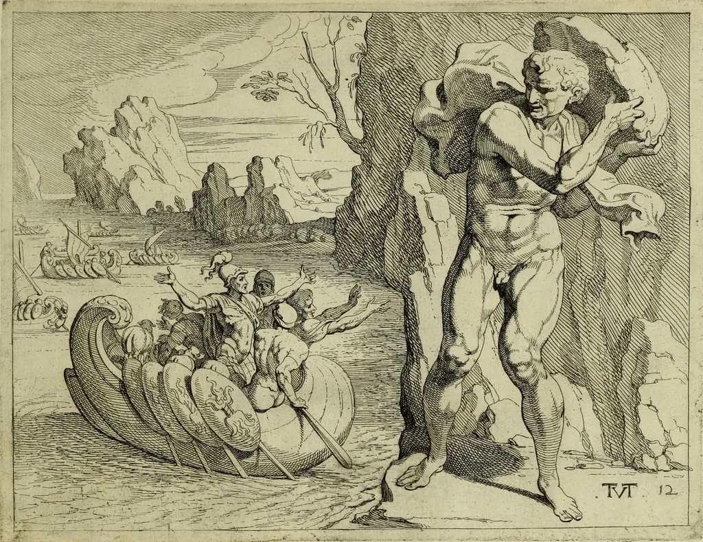 An illustration from Les travavx d'Vlysse, 1633, leaf 34