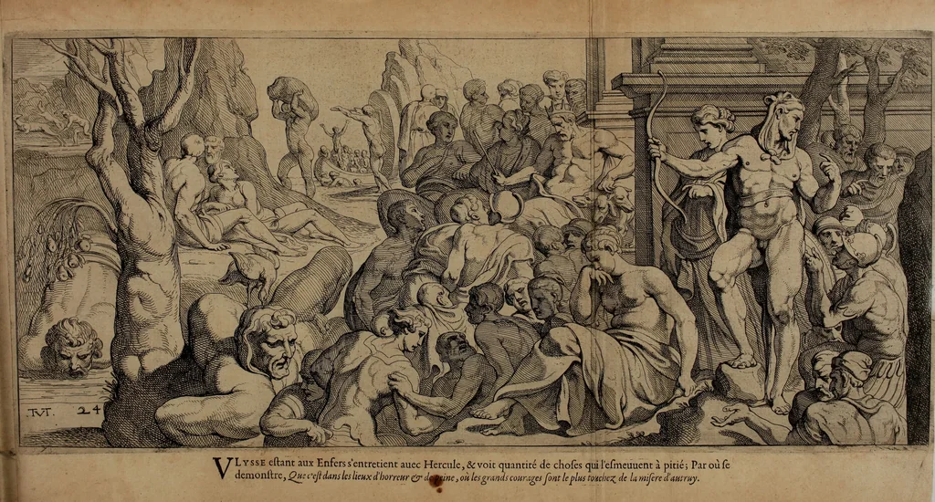 An illustration from Les travavx d'Vlysse, 1633, leaf 58