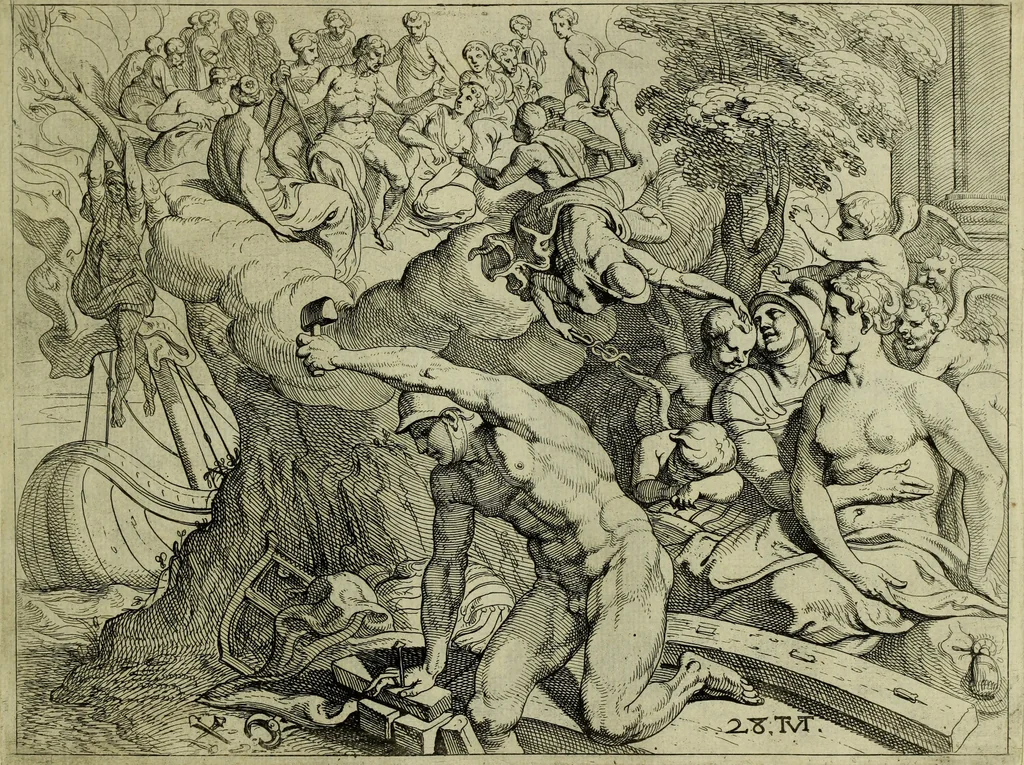 An illustration from Les travavx d'Vlysse, 1633, leaf 66