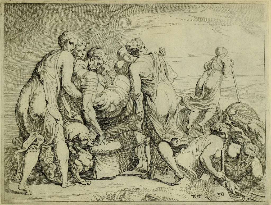 An illustration from Les travavx d'Vlysse, 1633, leaf 70