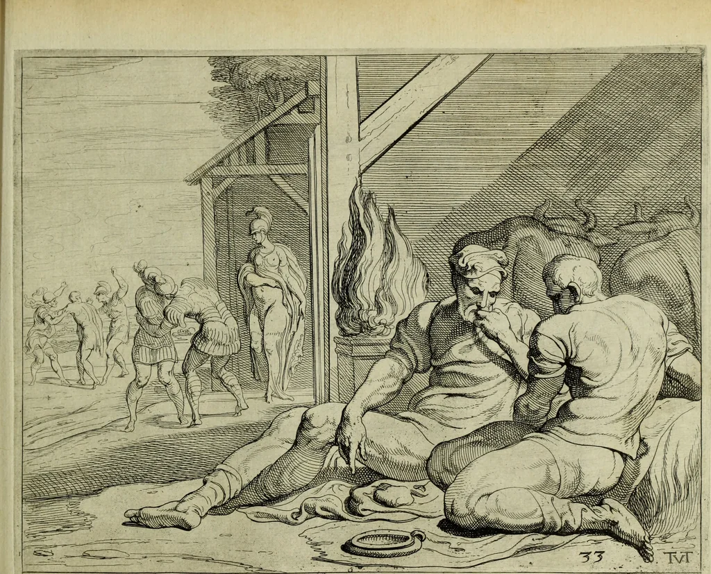An illustration from Les travavx d'Vlysse, 1633, leaf 76