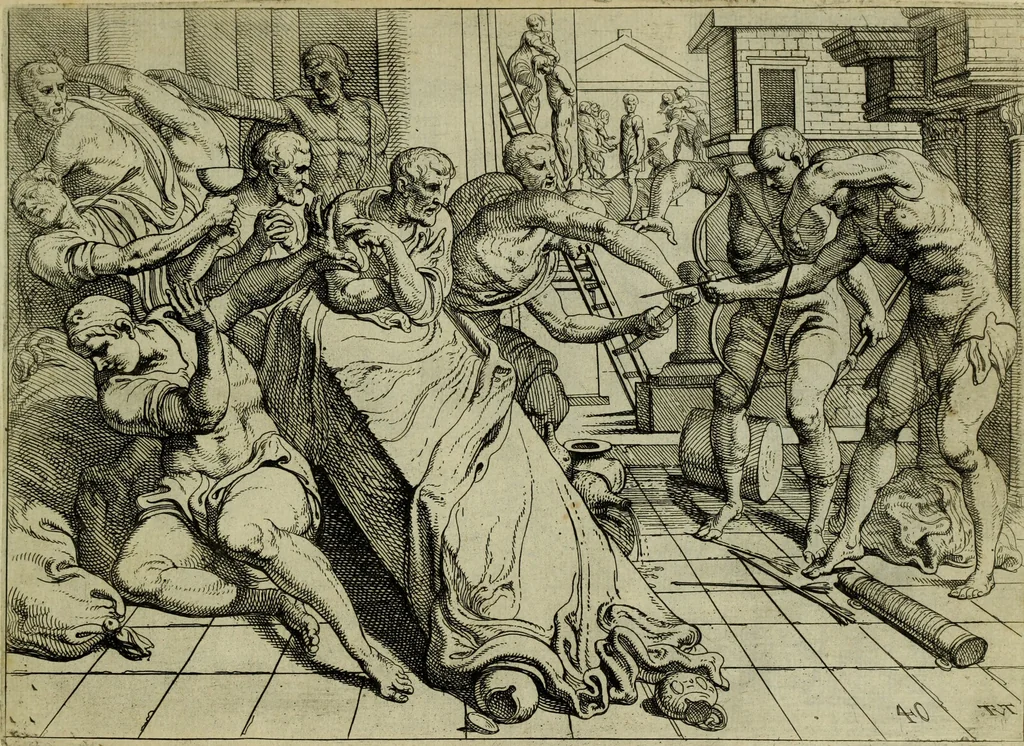 An illustration from Les travavx d'Vlysse, 1633, leaf 90