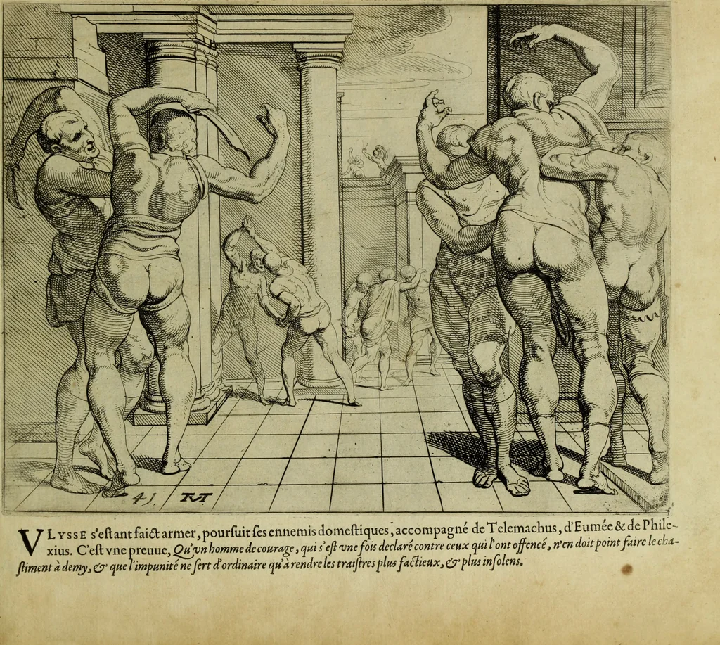 An illustration from Les travavx d'Vlysse, 1633, leaf 92
