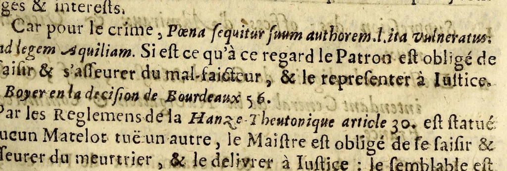 An illustration from Les us, et coutumes de la mer. : Divisées en trois parties. ... Avec un traitté des termes de marine, reglemens de la navigation des fleuves & rivieres; et les nouveaux edits, reglemens, arrests & jugemens rendus sur le fait du commerce de la mer, 1671, leaf 455
