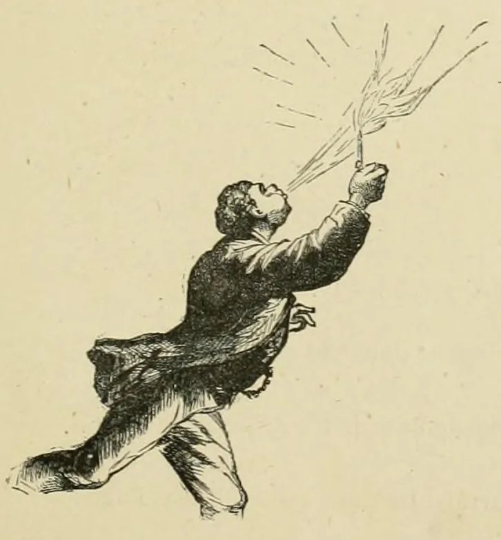 An illustration from Les voyages au théâtrè par A. D'Ennery et Jules Verne. Dessins par L. Benett et H. Meyer, 1881, leaf 171