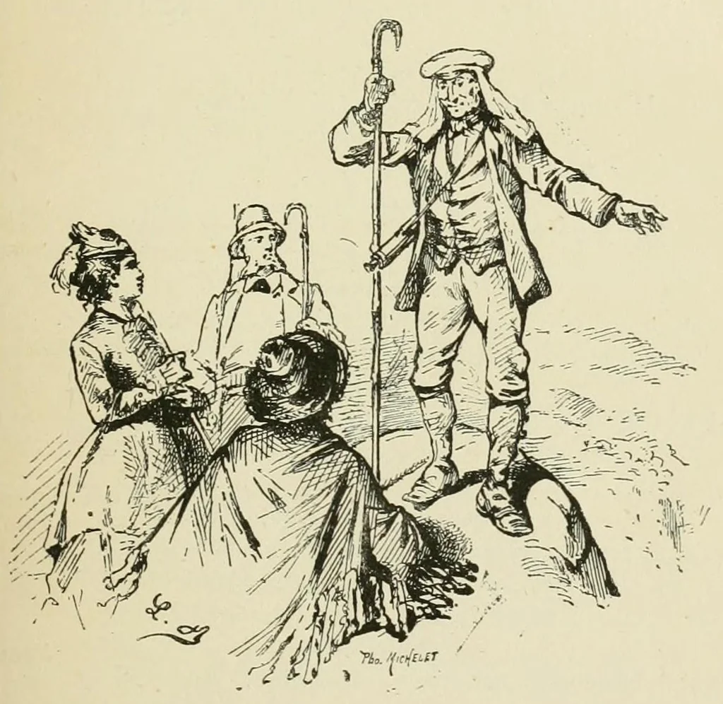 An illustration from Les voyages au théâtrè par A. D'Ennery et Jules Verne. Dessins par L. Benett et H. Meyer, 1881, leaf 231