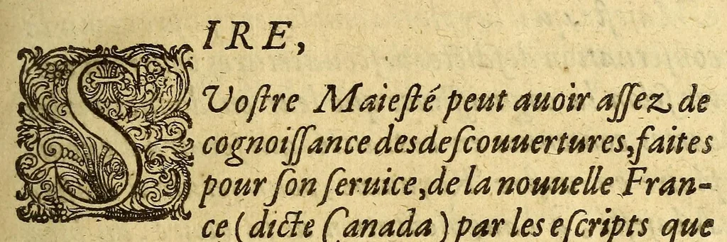An illustration from Les voyages du sieur de Champlain Xaintongeois, capitaine ordinaire pour le roy, en la marine. : diuisez en deux liures. ou, iournal tres-fidele des obseruations faites és descouuertures de la Nouuelle France ... ensemble deux cartes geografiques ... à laquelle est adiousté le voyage du destroict qu'ont trouué les Anglois, au dessus de Labrador ... en l'an 1612. cerchans vn chemin par le Nord, pour aller à la Chine, 1613, leaf 9
