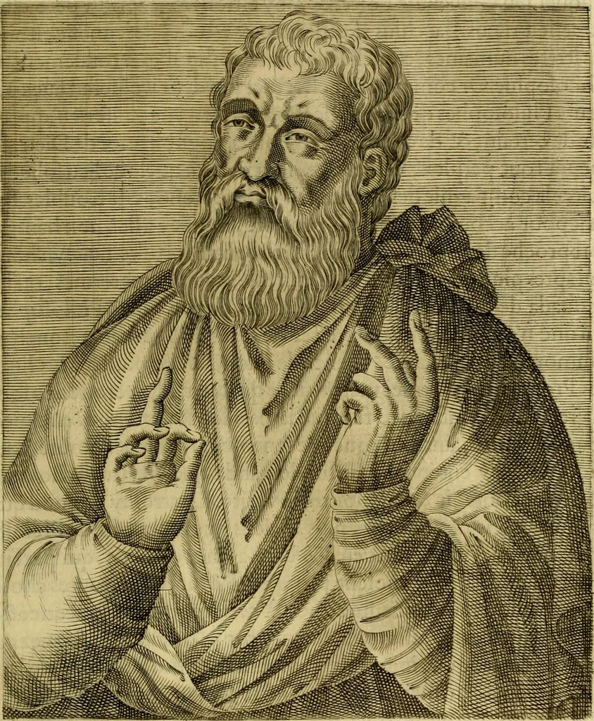 An illustration from Les vrais pourtraits et vies des hommes illustres grecz, latins et payens, 1584, leaf 52