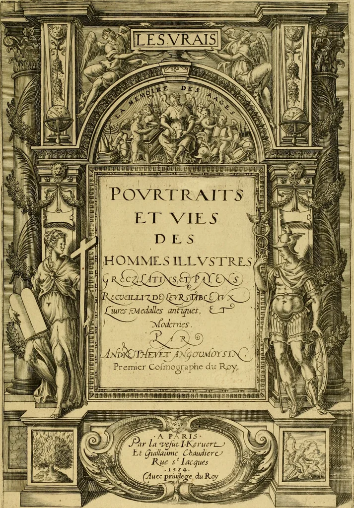 An illustration from Les vrais pourtraits et vies des hommes illustres grecz, latins et payens, 1584, leaf 8