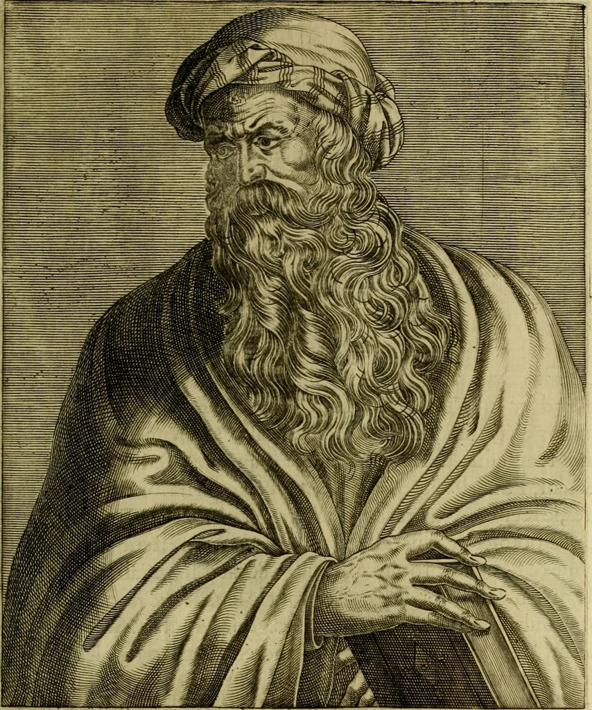 An illustration from Les vrais pourtraits et vies des hommes illustres grecz, latins et payens, 1584, leaf 82