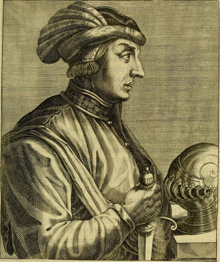 An illustration from Les vrais pourtraits et vies des hommes illustres grecz, latins et payens, 1584, leaf 166