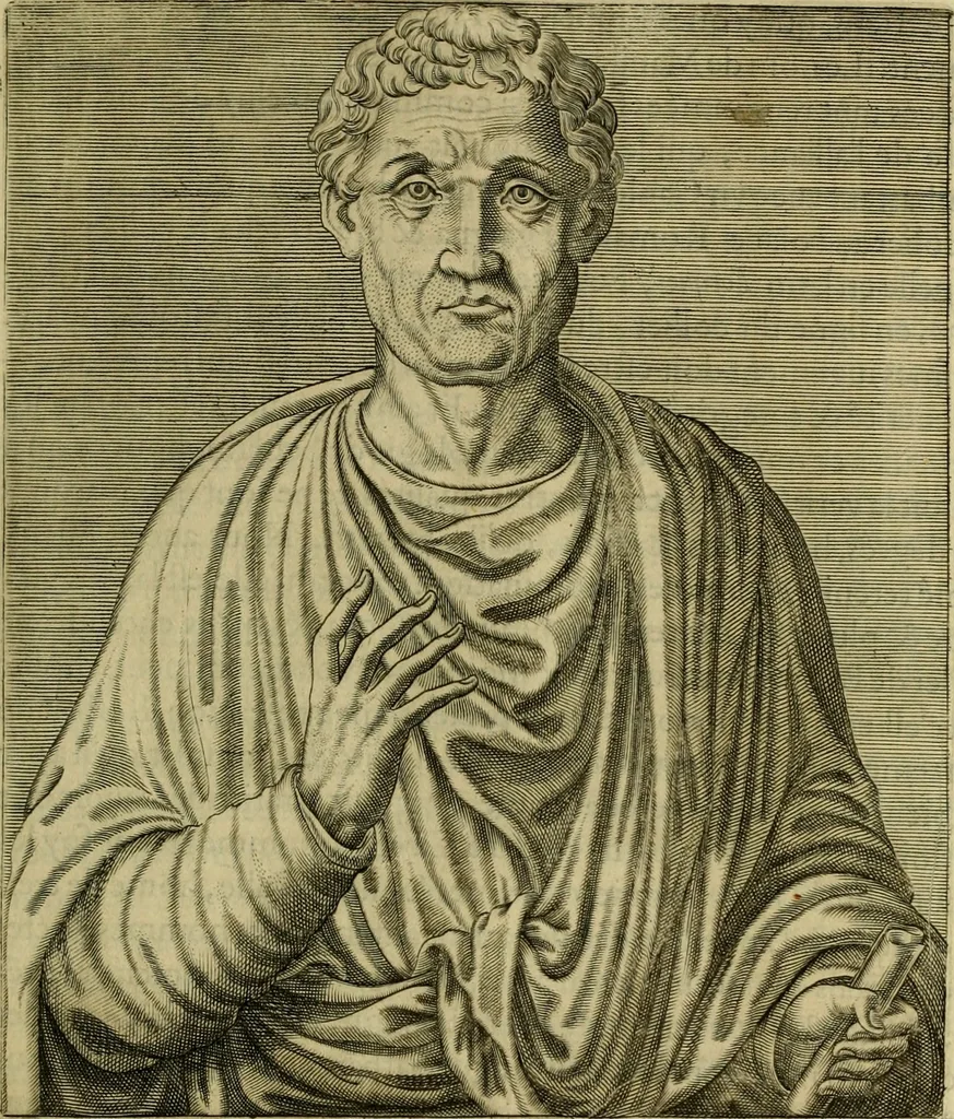 An illustration from Les vrais pourtraits et vies des hommes illustres grecz, latins et payens, 1584, leaf 176