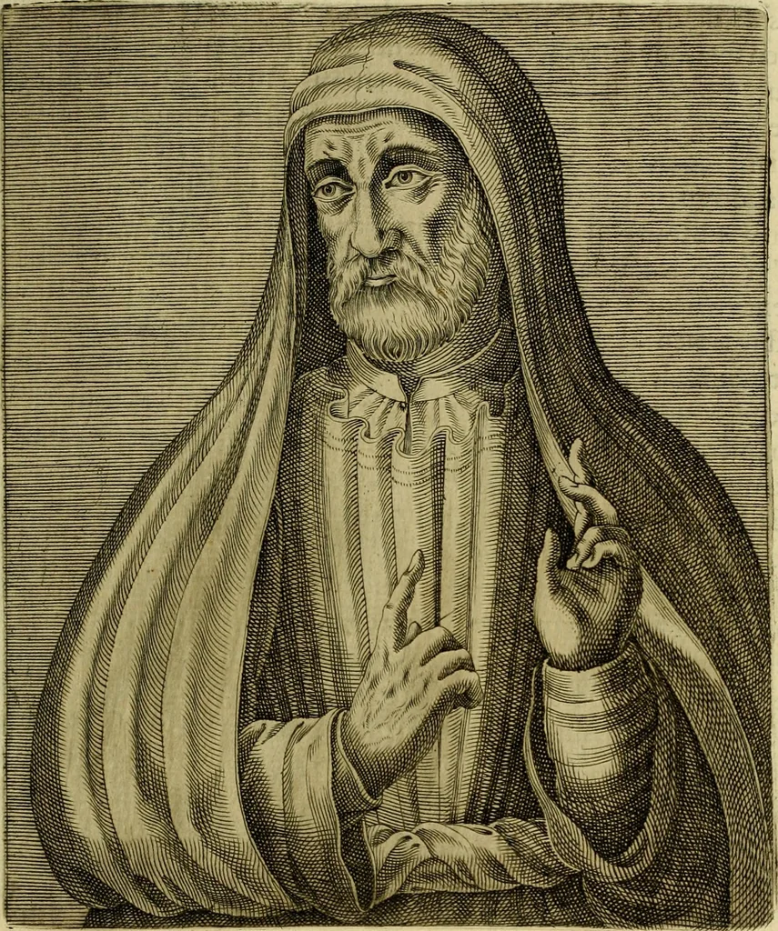 An illustration from Les vrais pourtraits et vies des hommes illustres grecz, latins et payens, 1584, leaf 184