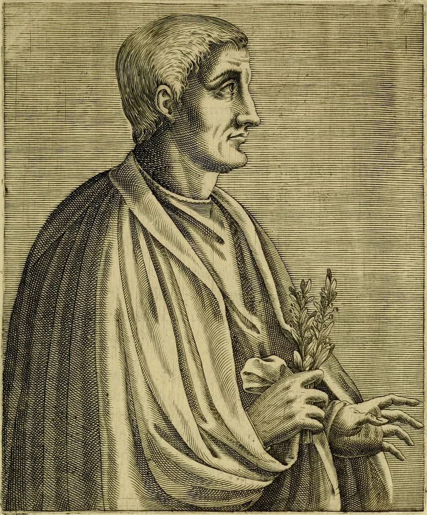 An illustration from Les vrais pourtraits et vies des hommes illustres grecz, latins et payens, 1584, leaf 386