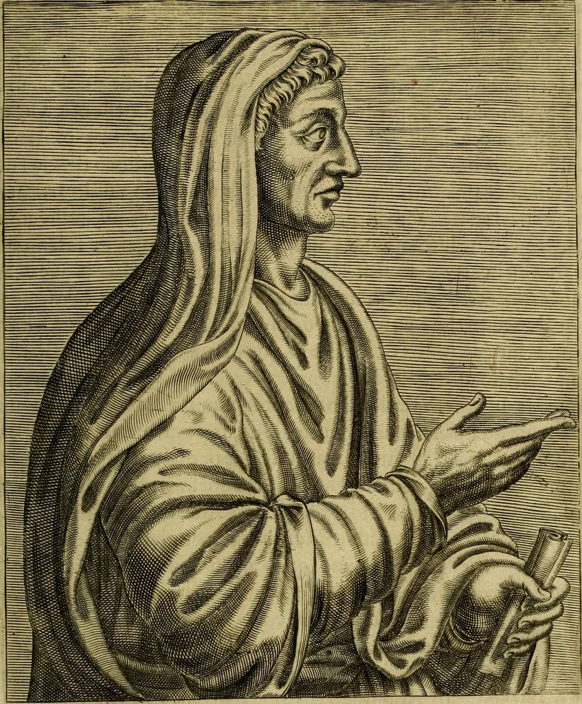 An illustration from Les vrais pourtraits et vies des hommes illustres grecz, latins et payens, 1584, leaf 398