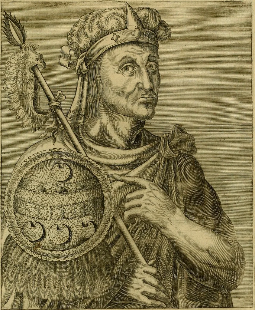 An illustration from Les vrais pourtraits et vies des hommes illustres grecz, latins et payens, 1584, leaf 482