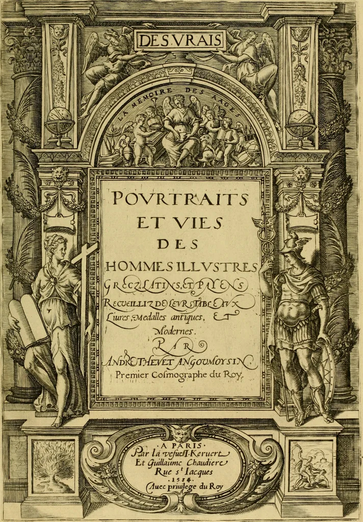 An illustration from Les vrais pourtraits et vies des hommes illustres grecz, latins et payens, 1584, leaf 8