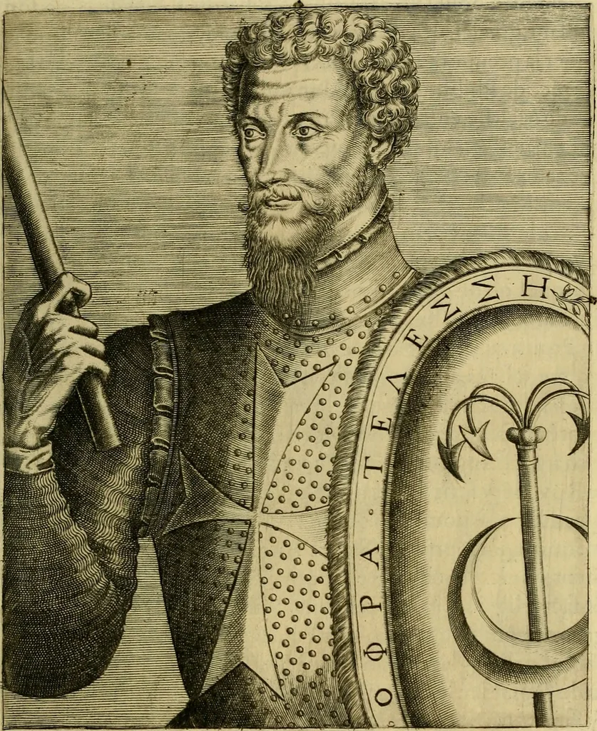 An illustration from Les vrais pourtraits et vies des hommes illustres grecz, latins et payens, 1584, leaf 82