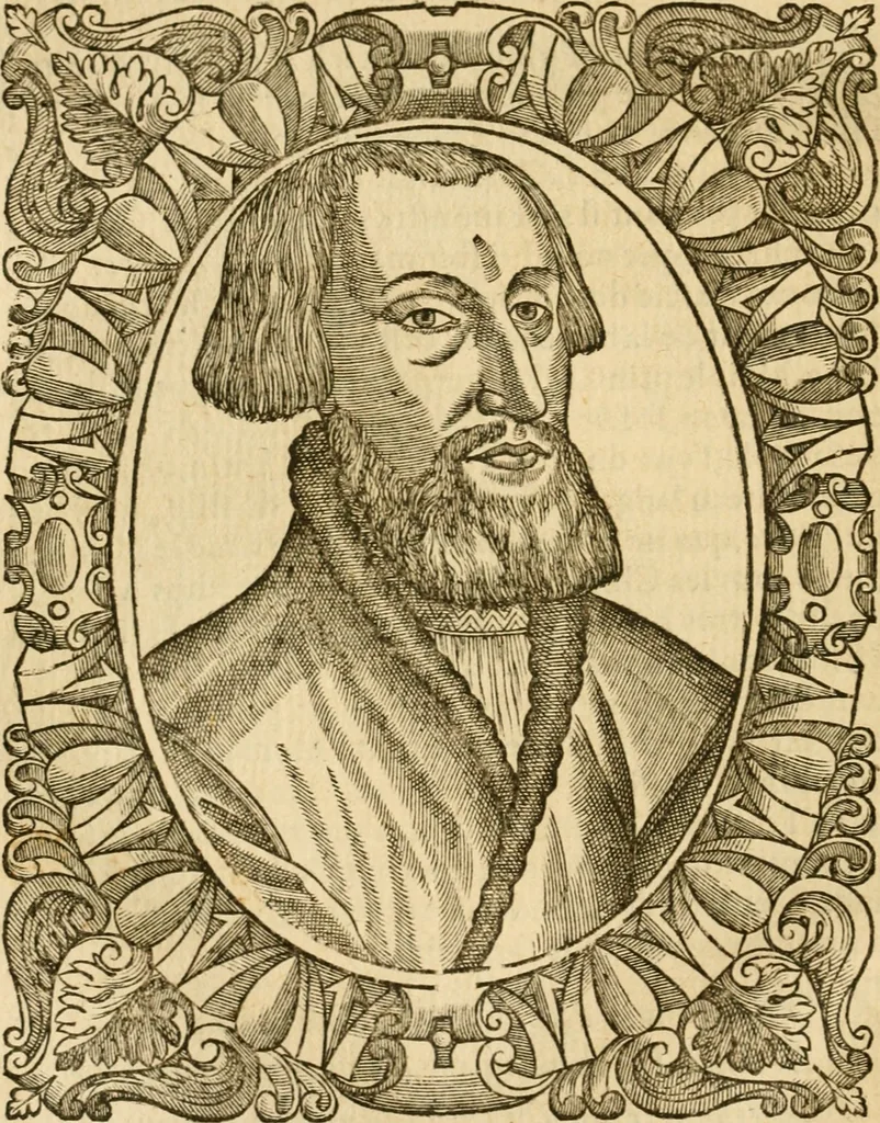 An illustration from Les vrais povrtraits des hommes illvstres en piete et doctrine : dv trauail desquels Diev s'est serui en ces derniers temps, pour remettre sus la vraye Religion en diuers pays de la chrestienté : auec les descriptions de leur vie & de leurs faits plus memorables : plvs, qvaranteqvatre emblemes chrestiens, 1581, leaf 109