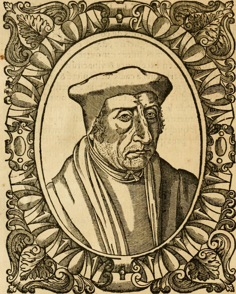An illustration from Les vrais povrtraits des hommes illvstres en piete et doctrine : dv trauail desquels Diev s'est serui en ces derniers temps, pour remettre sus la vraye Religion en diuers pays de la chrestienté : auec les descriptions de leur vie & de leurs faits plus memorables : plvs, qvaranteqvatre emblemes chrestiens, 1581, leaf 147