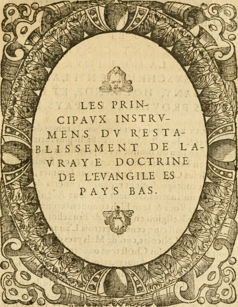 An illustration from Les vrais povrtraits des hommes illvstres en piete et doctrine : dv trauail desquels Diev s'est serui en ces derniers temps, pour remettre sus la vraye Religion en diuers pays de la chrestienté : auec les descriptions de leur vie & de leurs faits plus memorables : plvs, qvaranteqvatre emblemes chrestiens, 1581, leaf 226