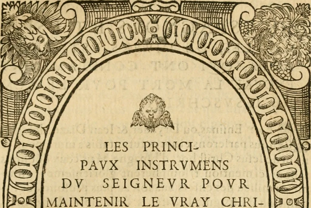 An illustration from Les vrais povrtraits des hommes illvstres en piete et doctrine : dv trauail desquels Diev s'est serui en ces derniers temps, pour remettre sus la vraye Religion en diuers pays de la chrestienté : auec les descriptions de leur vie & de leurs faits plus memorables : plvs, qvaranteqvatre emblemes chrestiens, 1581, leaf 244