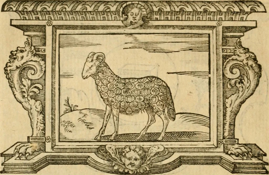An illustration from Les vrais povrtraits des hommes illvstres en piete et doctrine : dv trauail desquels Diev s'est serui en ces derniers temps, pour remettre sus la vraye Religion en diuers pays de la chrestienté : auec les descriptions de leur vie & de leurs faits plus memorables : plvs, qvaranteqvatre emblemes chrestiens, 1581, leaf 255