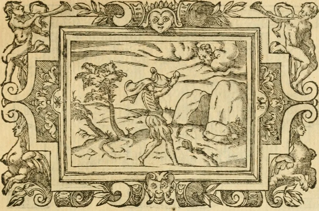 An illustration from Les vrais povrtraits des hommes illvstres en piete et doctrine : dv trauail desquels Diev s'est serui en ces derniers temps, pour remettre sus la vraye Religion en diuers pays de la chrestienté : auec les descriptions de leur vie & de leurs faits plus memorables : plvs, qvaranteqvatre emblemes chrestiens, 1581, leaf 274