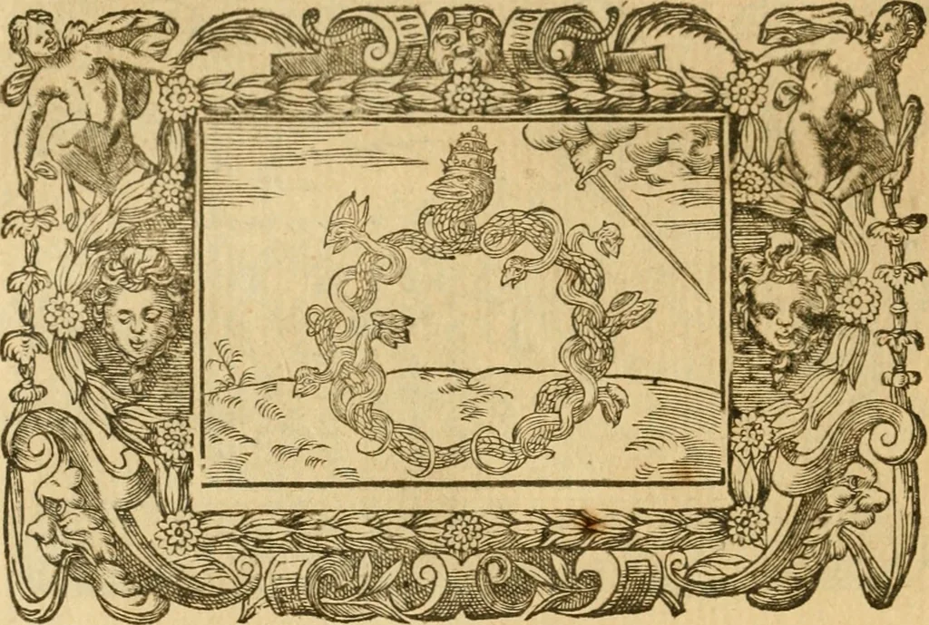 An illustration from Les vrais povrtraits des hommes illvstres en piete et doctrine : dv trauail desquels Diev s'est serui en ces derniers temps, pour remettre sus la vraye Religion en diuers pays de la chrestienté : auec les descriptions de leur vie & de leurs faits plus memorables : plvs, qvaranteqvatre emblemes chrestiens, 1581, leaf 279