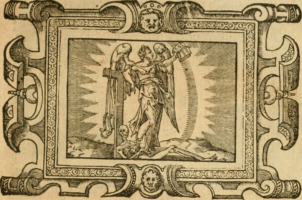 An illustration from Les vrais povrtraits des hommes illvstres en piete et doctrine : dv trauail desquels Diev s'est serui en ces derniers temps, pour remettre sus la vraye Religion en diuers pays de la chrestienté : auec les descriptions de leur vie & de leurs faits plus memorables : plvs, qvaranteqvatre emblemes chrestiens, 1581, leaf 290