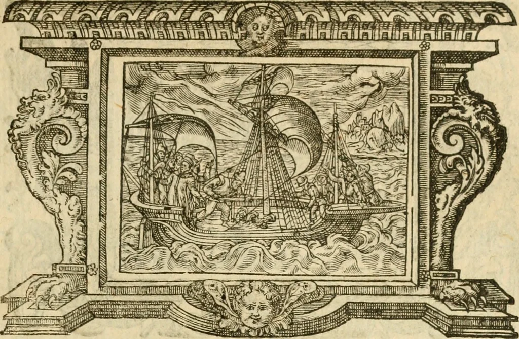 An illustration from Les vrais povrtraits des hommes illvstres en piete et doctrine : dv trauail desquels Diev s'est serui en ces derniers temps, pour remettre sus la vraye Religion en diuers pays de la chrestienté : auec les descriptions de leur vie & de leurs faits plus memorables : plvs, qvaranteqvatre emblemes chrestiens, 1581, leaf 294
