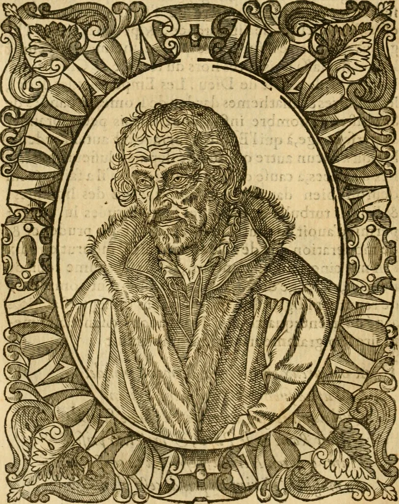 An illustration from Les vrais povrtraits des hommes illvstres en piete et doctrine : dv trauail desquels Diev s'est serui en ces derniers temps, pour remettre sus la vraye Religion en diuers pays de la chrestienté : auec les descriptions de leur vie & de leurs faits plus memorables : plvs, qvaranteqvatre emblemes chrestiens, 1581, leaf 39