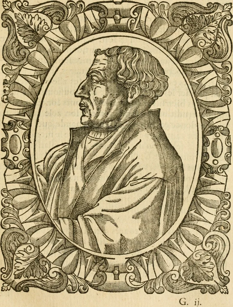 An illustration from Les vrais povrtraits des hommes illvstres en piete et doctrine : dv trauail desquels Diev s'est serui en ces derniers temps, pour remettre sus la vraye Religion en diuers pays de la chrestienté : auec les descriptions de leur vie & de leurs faits plus memorables : plvs, qvaranteqvatre emblemes chrestiens, 1581, leaf 62