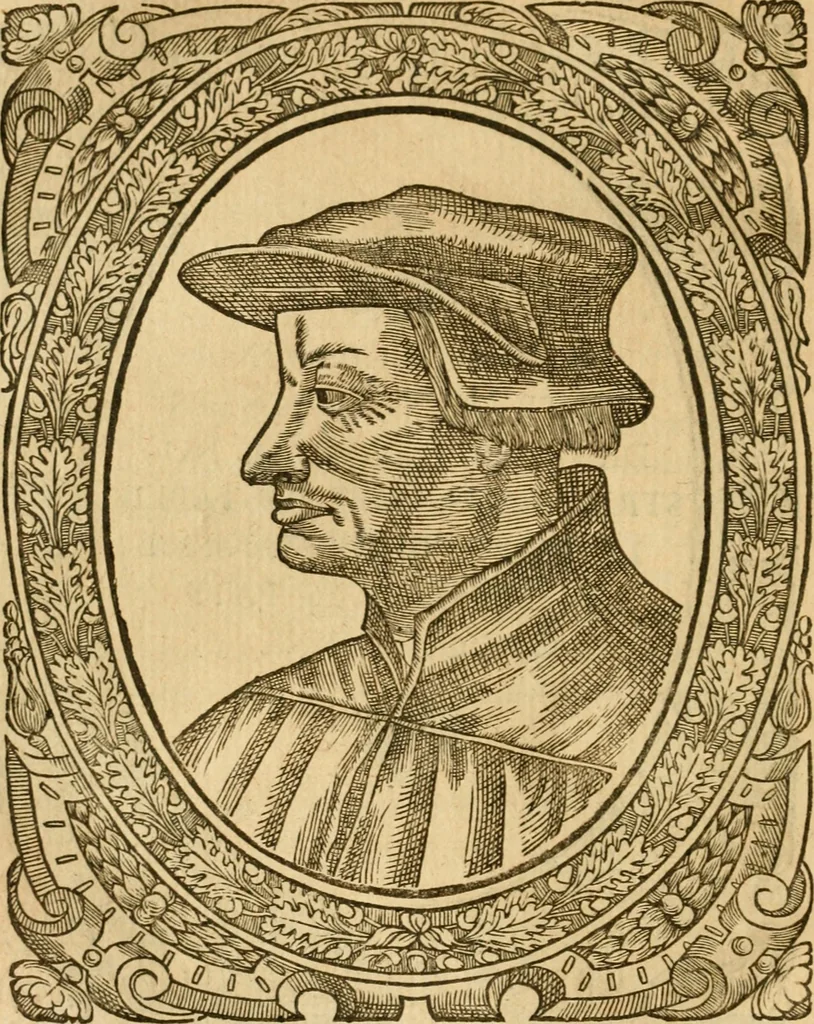 An illustration from Les vrais povrtraits des hommes illvstres en piete et doctrine : dv trauail desquels Diev s'est serui en ces derniers temps, pour remettre sus la vraye Religion en diuers pays de la chrestienté : auec les descriptions de leur vie & de leurs faits plus memorables : plvs, qvaranteqvatre emblemes chrestiens, 1581, leaf 93
