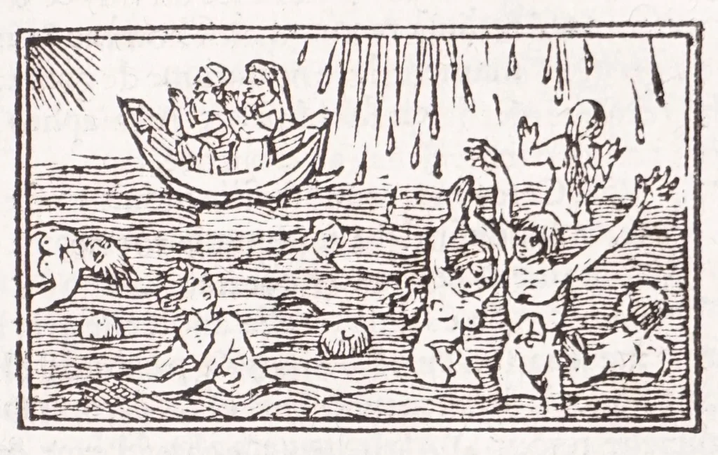 An illustration from Les XV. liures de la Metamorphose d'Ouide (poëte treselegãt) : contenans L'olympe des histoires poëtiques, traduictz de Latin en Francoys : le tout figuré de nouuelles figures & hystoires .., 1539, leaf 175