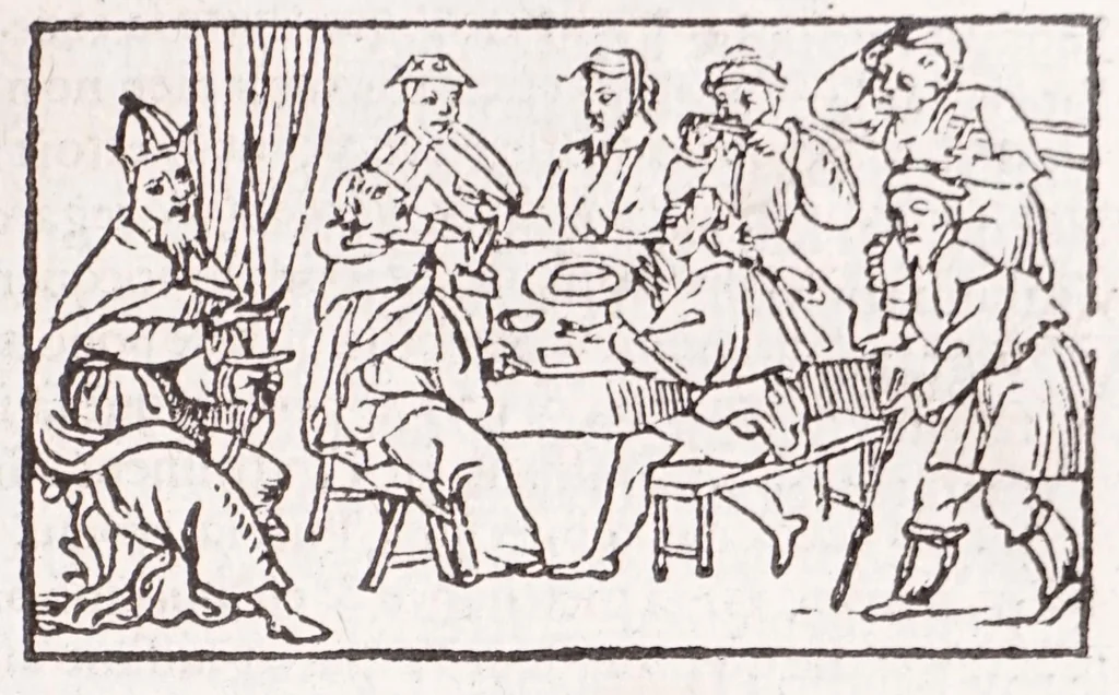 An illustration from Les XV. liures de la Metamorphose d'Ouide (poëte treselegãt) : contenans L'olympe des histoires poëtiques, traduictz de Latin en Francoys : le tout figuré de nouuelles figures & hystoires .., 1539, leaf 199