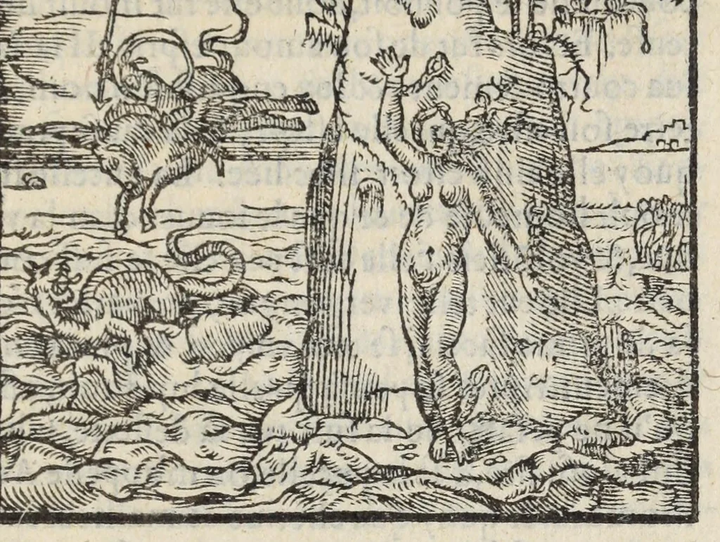 An illustration from Les XV. livres de la Metamorphose d'Ovide, poete treselegant : contenants l'Olympe des hystoires poetiqves, traduitz de latin en françois, 1574, leaf 187