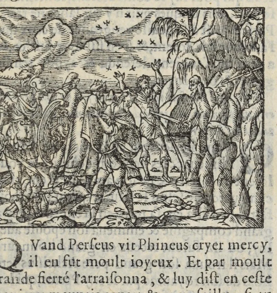 An illustration from Les XV. livres de la Metamorphose d'Ovide, poete treselegant : contenants l'Olympe des hystoires poetiqves, traduitz de latin en françois, 1574, leaf 203