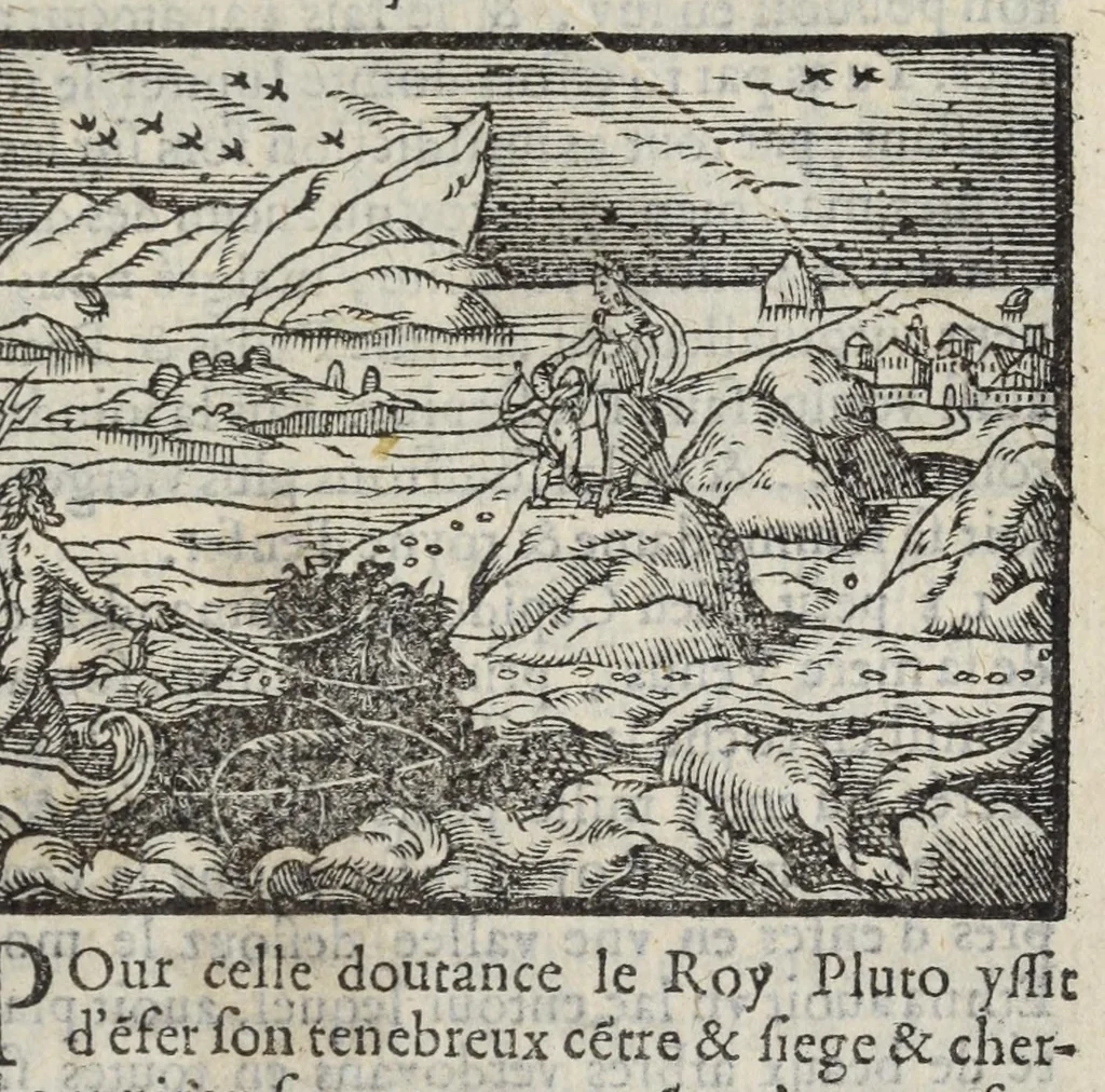 An illustration from Les XV. livres de la Metamorphose d'Ovide, poete treselegant : contenants l'Olympe des hystoires poetiqves, traduitz de latin en françois, 1574, leaf 211