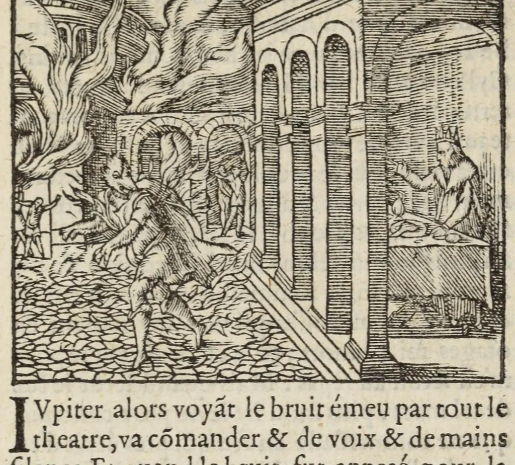 An illustration from Les XV. livres de la Metamorphose d'Ovide, poete treselegant : contenants l'Olympe des hystoires poetiqves, traduitz de latin en françois, 1574, leaf 31