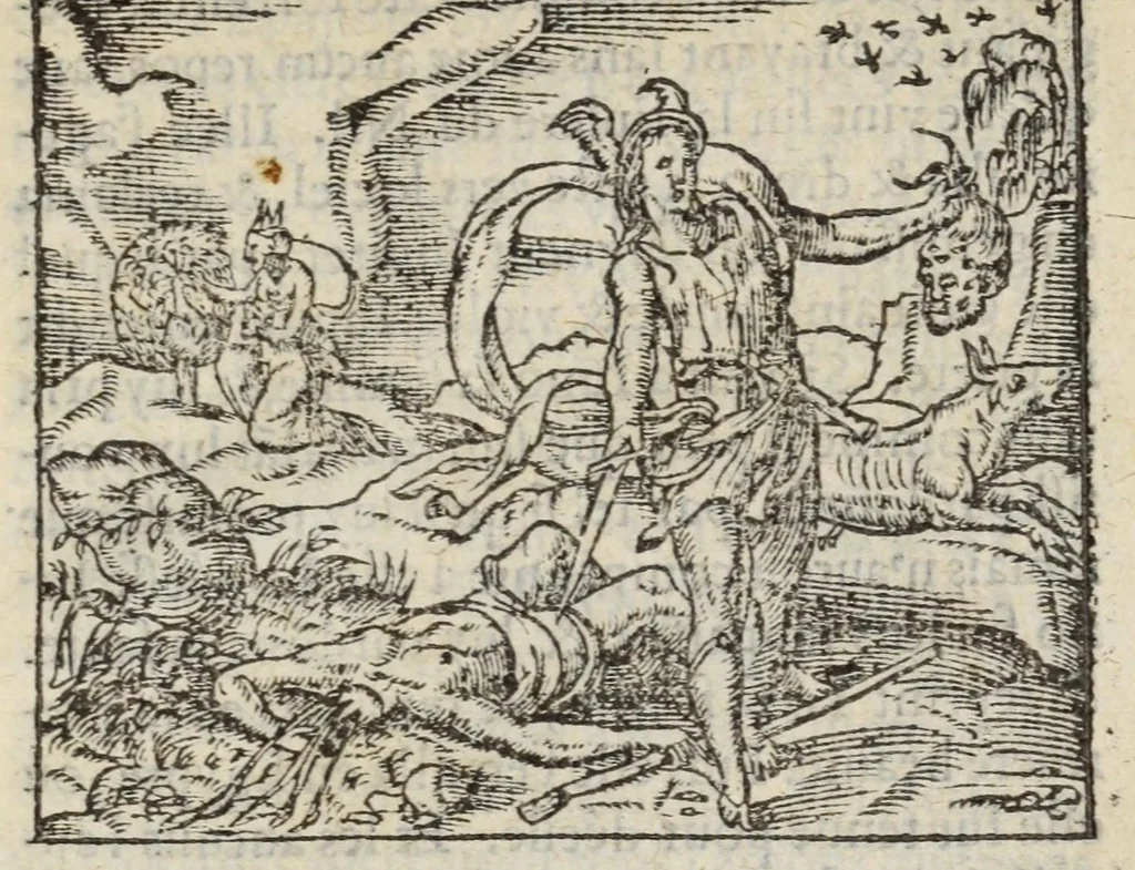 An illustration from Les XV. livres de la Metamorphose d'Ovide, poete treselegant : contenants l'Olympe des hystoires poetiqves, traduitz de latin en françois, 1574, leaf 53