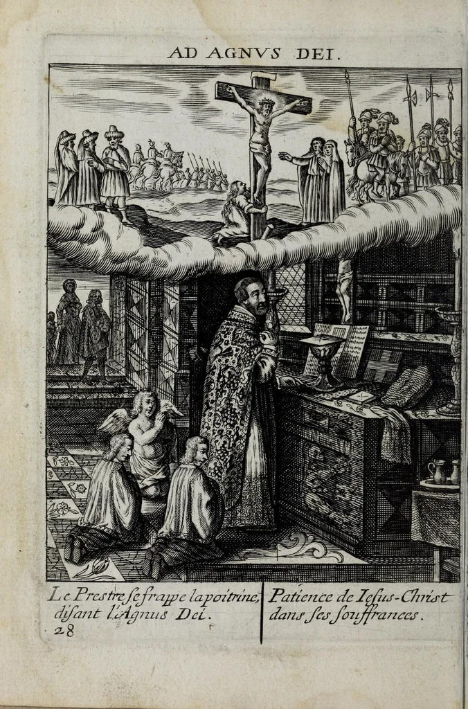 An illustration from Le tableau de la Croix representé dans les ceremonies de la Ste. messe : ensemble le tresor de la deuotion aux soufrances de N.re S. I.C. : le tout enrichi de belles figures, 1652, leaf 70