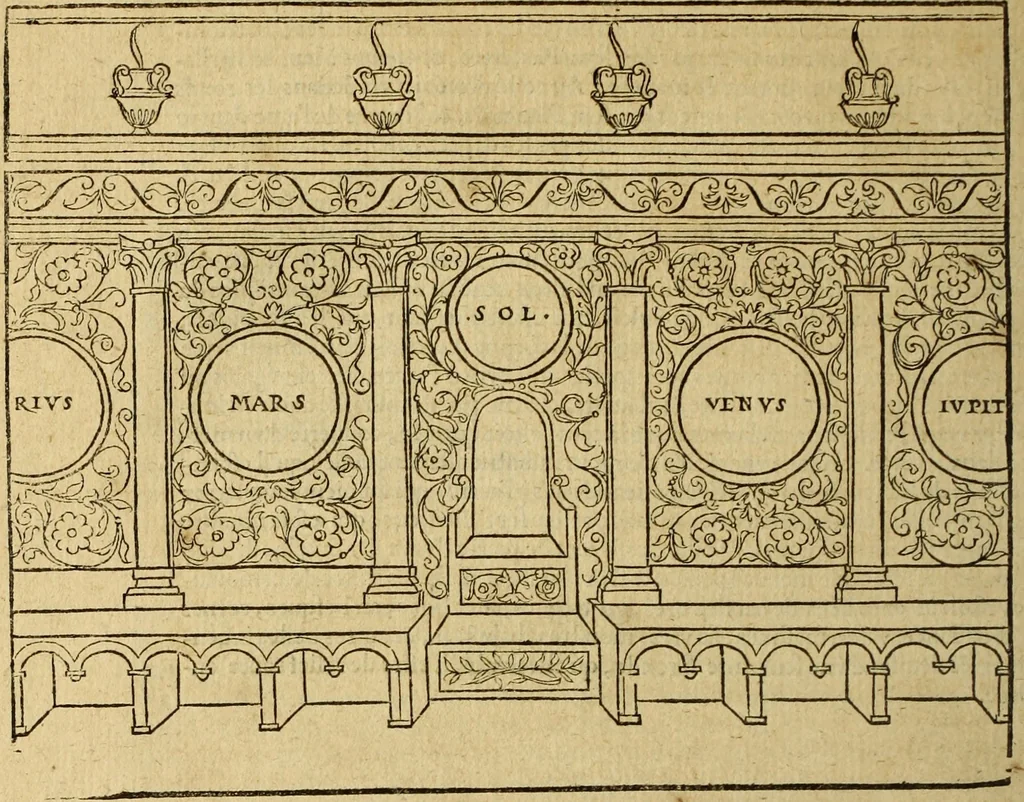 An illustration from Le tableav des riches inventions couuertes de voile des feintes amoureuses, qui sont representees dans le Songe de Poliphile, desvoilees des ombres d Songe & subtilement exposees par Beroalde, 1600, leaf 101